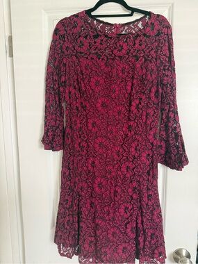 Women's Pink Lace Floral Dress